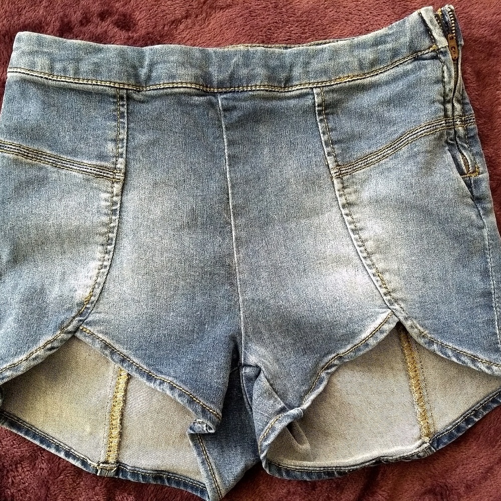 Free People High Rise Denim Petal Shorts